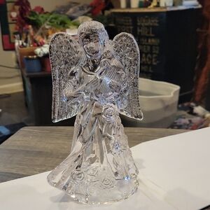 Crystal Angel W/ Roses/ Harp,EUC,Hollow,Stunning!